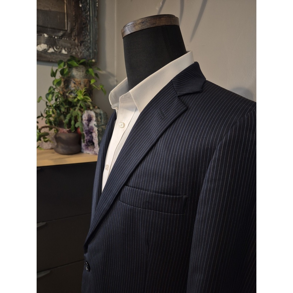 Brooks Brothers 1818 Fitzgerald 41R Sport Coat Blue Stripe Wool Italy 2 Button